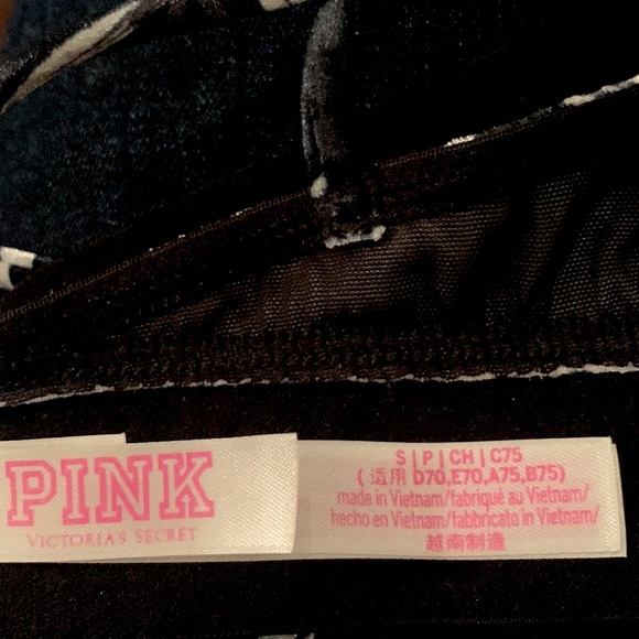 PINK Victoria’s Secret Unlined Bralette Floral Bra Women’s Small S Black White - Picture 8 of 8